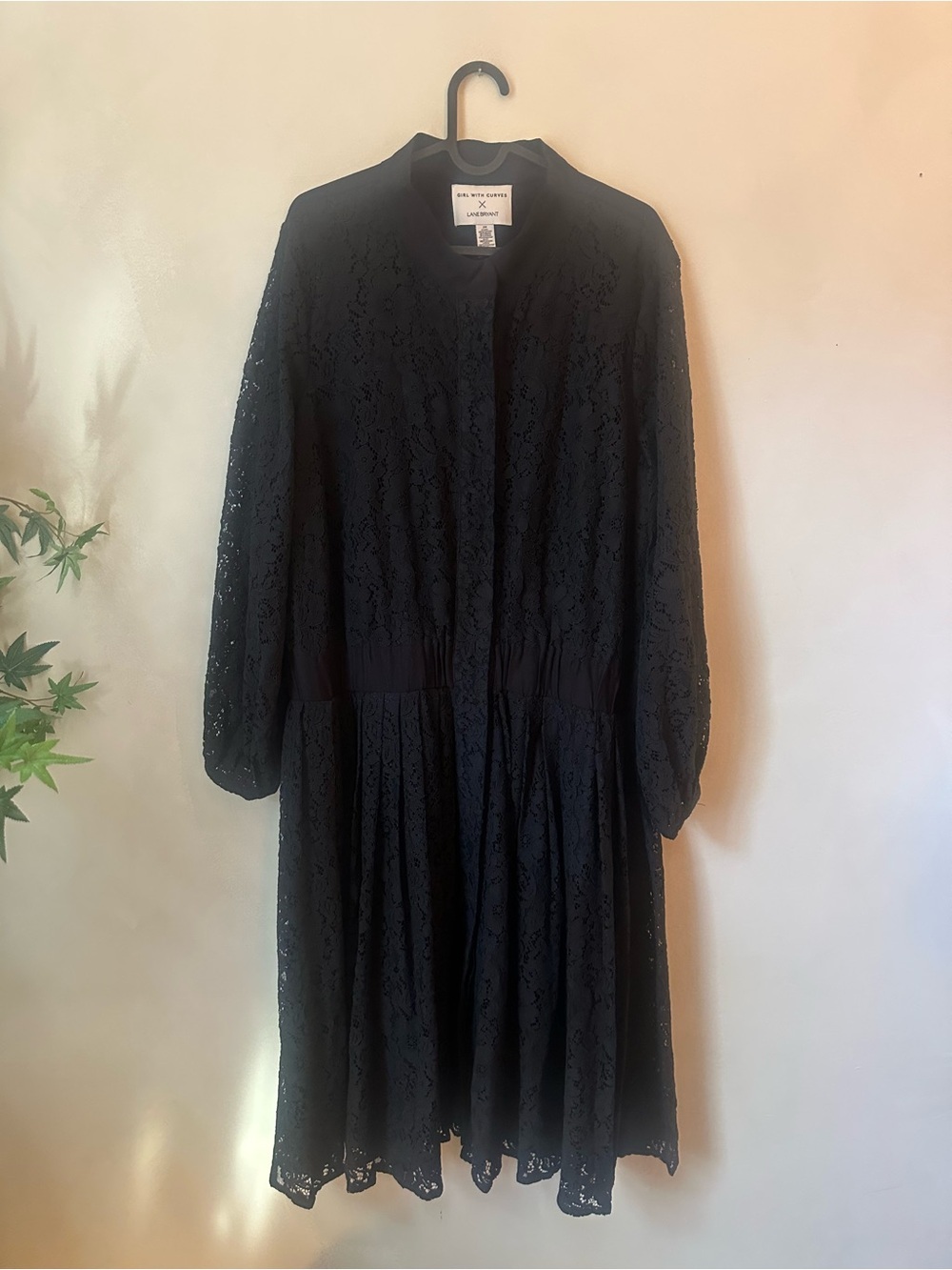 Girl With Curves X Lane Bryant Women's Lace Dress Plus Size 20 Black Long Sleeve